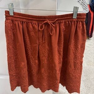LOFT Terracotta Embroidered Mini Skirt